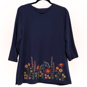 ELEGANT EMBROIDERED FLORAL WOMEN'S BLOUSE SHIRT EUC L